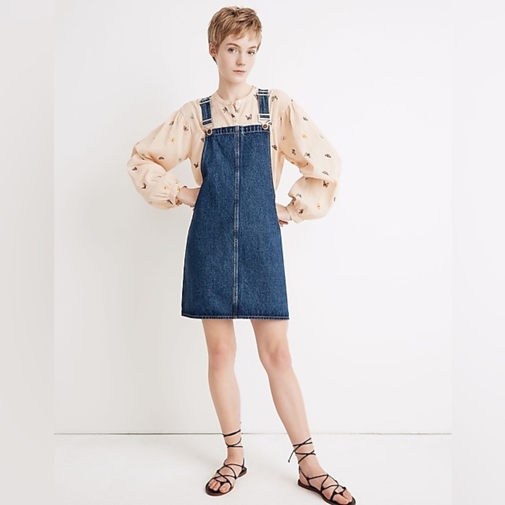 Madewell Blue Denim Overall Mini Dress